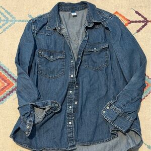 Old Navy Classic Blue Denim Shirt Size Large